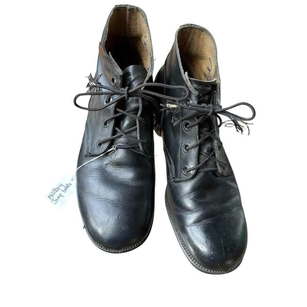 Vtg Genesco C.I.C Military Combat Jump Boots Black Leather Chukka Men's Size 9 R